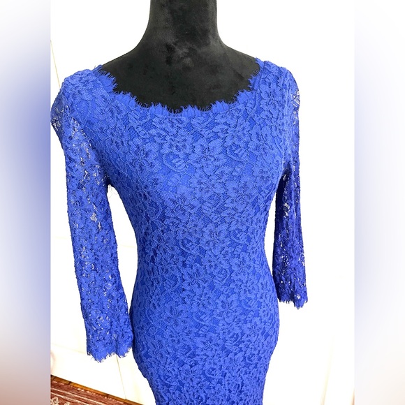 Diane Von Furstenberg DvF Zarita Cobalt Blue Lace Dress sz 6 - Picture 5 of 16